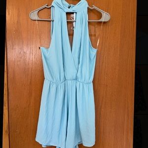 Blue high neck romper